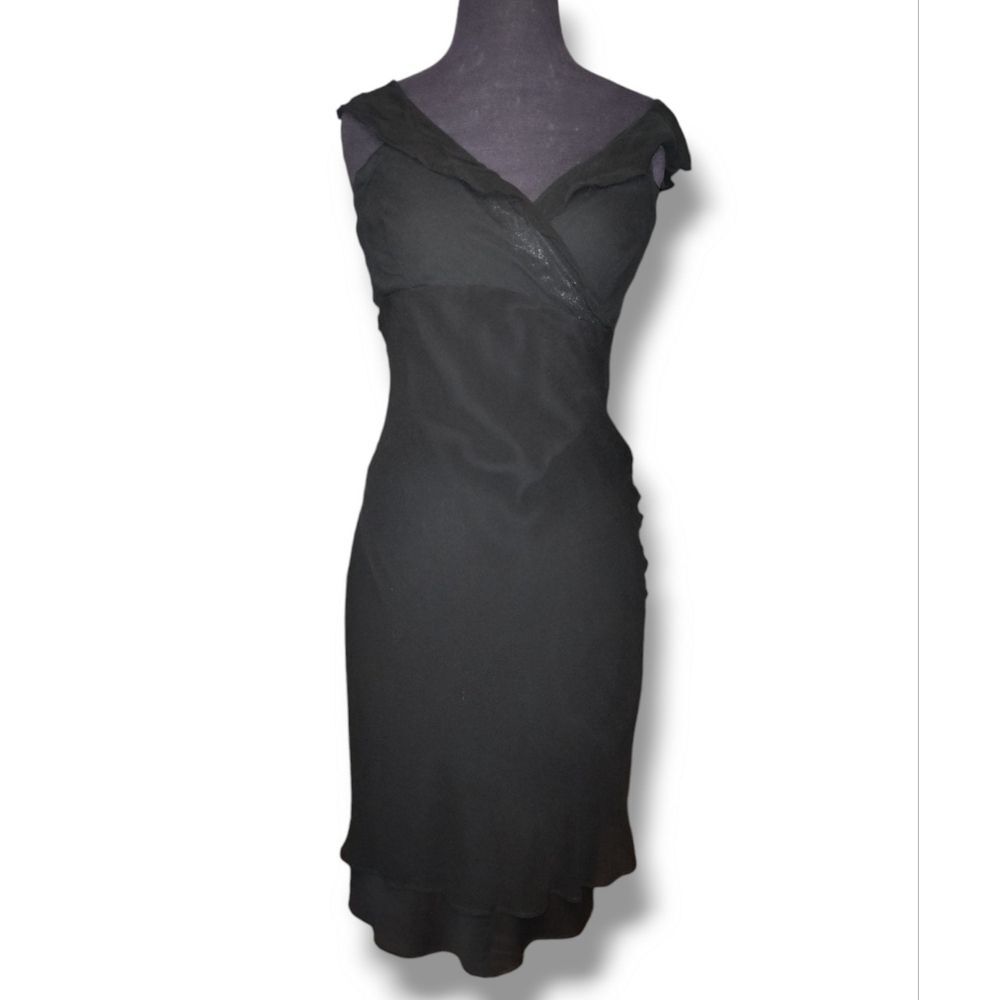 Vintage Silk Black Ruffle Tier Slip Whimsigoth Dress Size 6